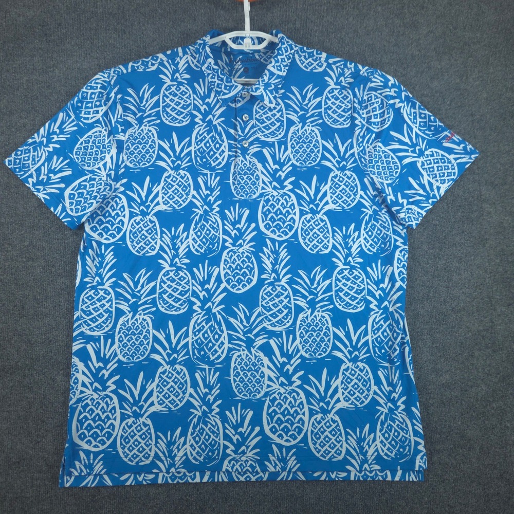 Chubbies Polo Shirt Mens XL The Weekend Has Arrived Blue Pineapple Performance